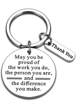 Thank You Keychain Keyring Leaving Gifts for Colleagues Employee Appreciation 