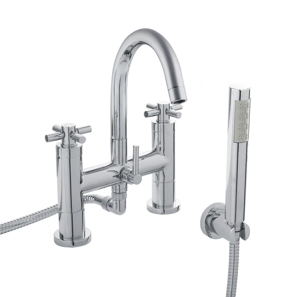 Hudson Reed Tec Crosshead Bath Shower Mixer Tap Deck Mounted - Chrome