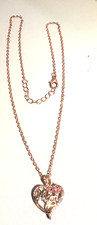 Mom Heart with Pink Crystal Flower 20" Necklace