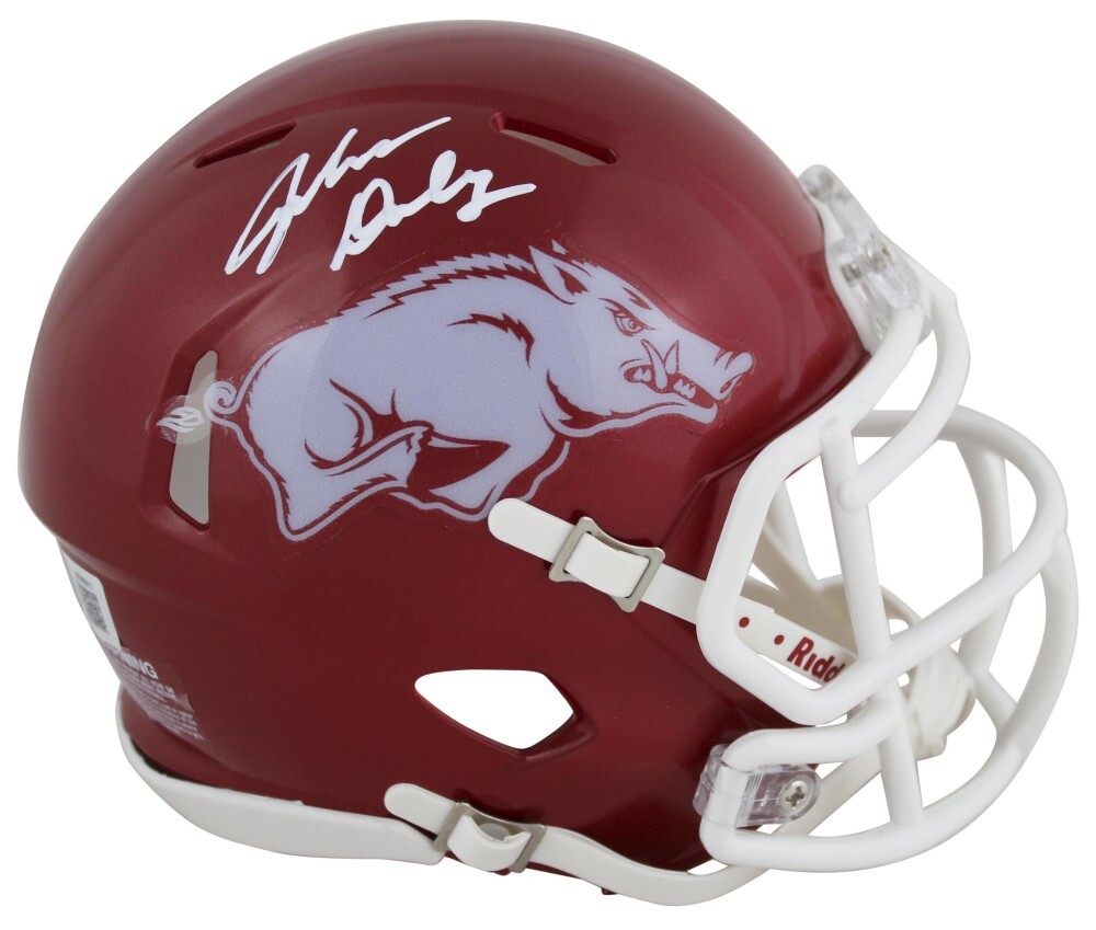 John Daly Autographed Signed Arkansas Razorback Mini Helmet (Beckett) 91 & 95 Pga Open Champ 