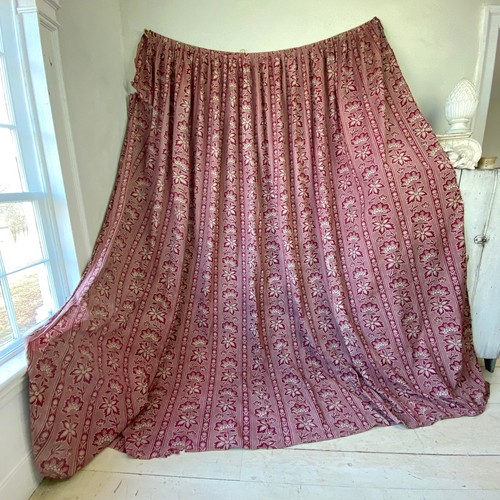 Incredible Garnet Flower Floral Print Historic Antique Textile 1880 Vintage Fab