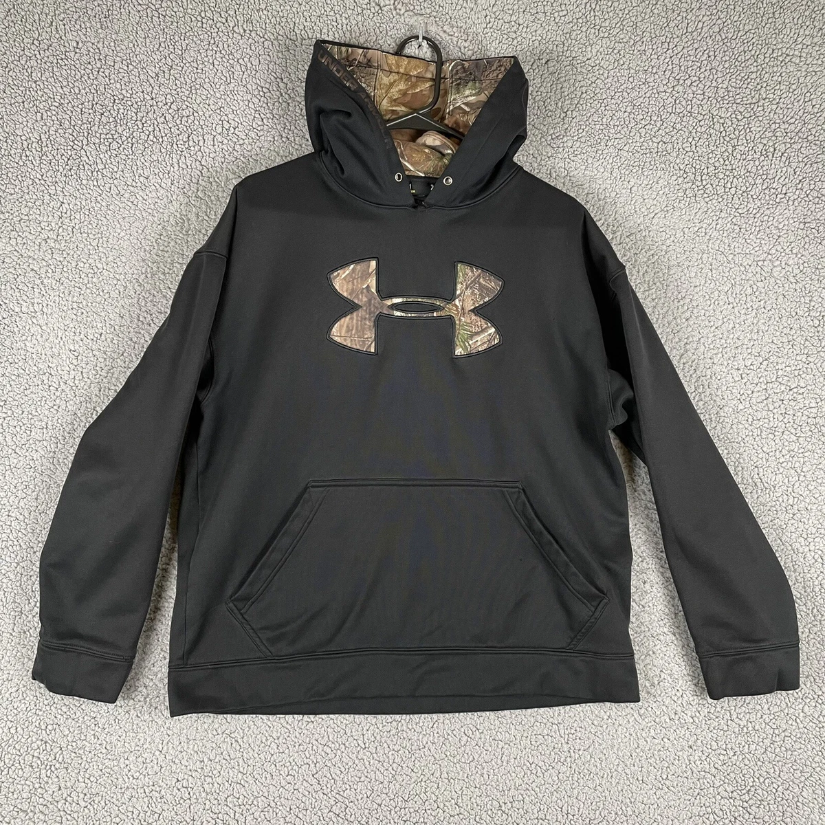 Under Armour Hoodie Mens Medium Black Camo Sweater Pullover Logo Embroidered