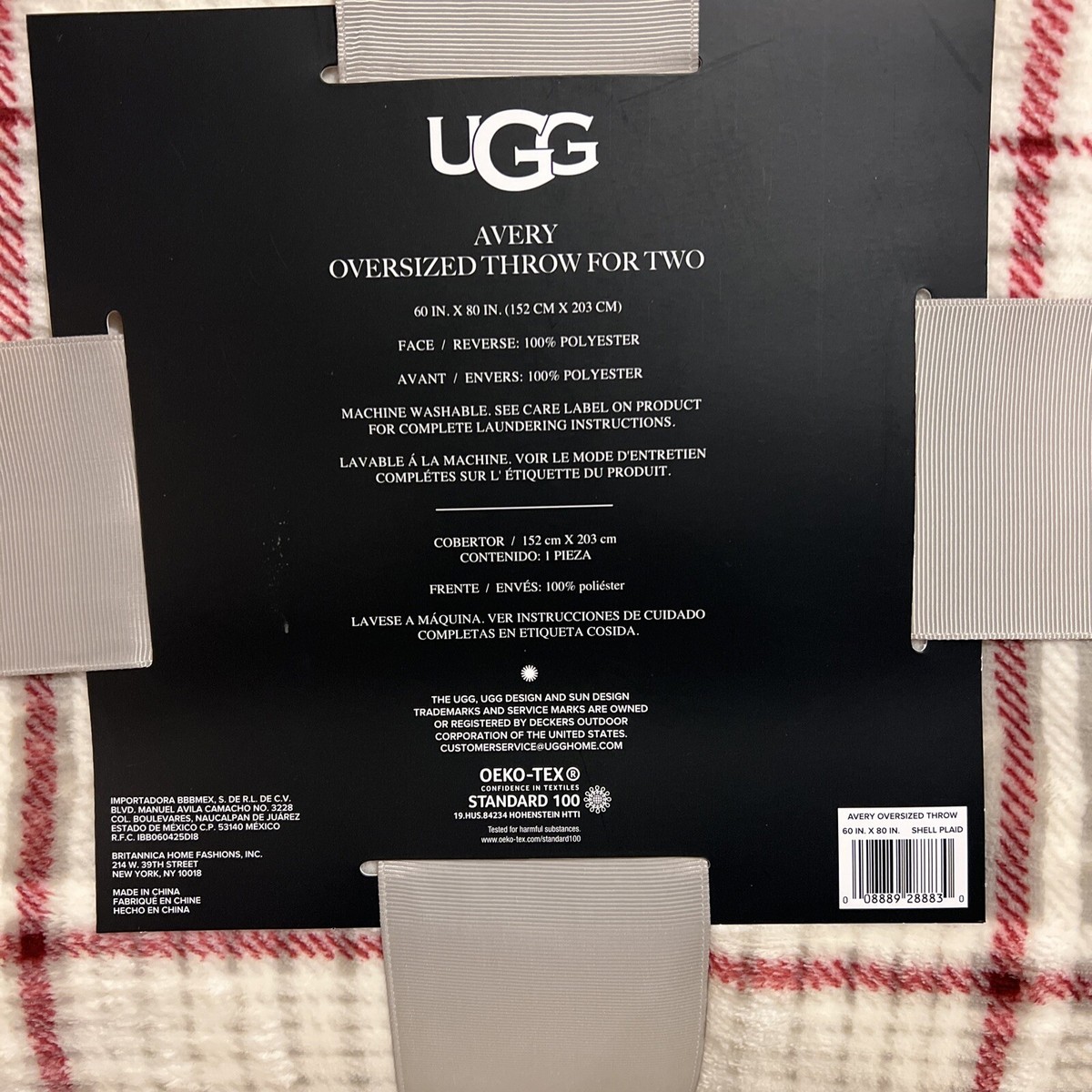 ugg avery throw blanket for two in shell plaid
