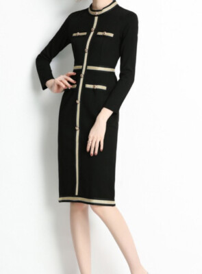 BLACK PENCIL DRESS WITH GOLD TRIM | eBay BLACK PENCIL DRESS WITH GOLD TRIM | eBay