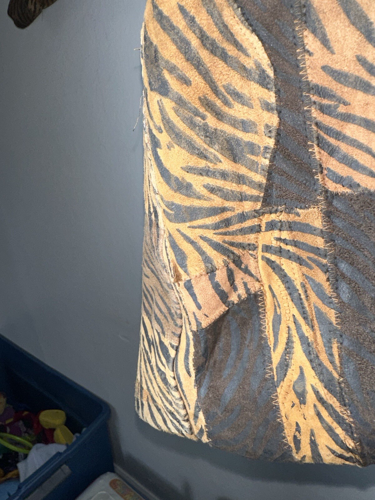 Vintage Suede Jacket, Tiger Strip Patchwork ADVAN… - image 15