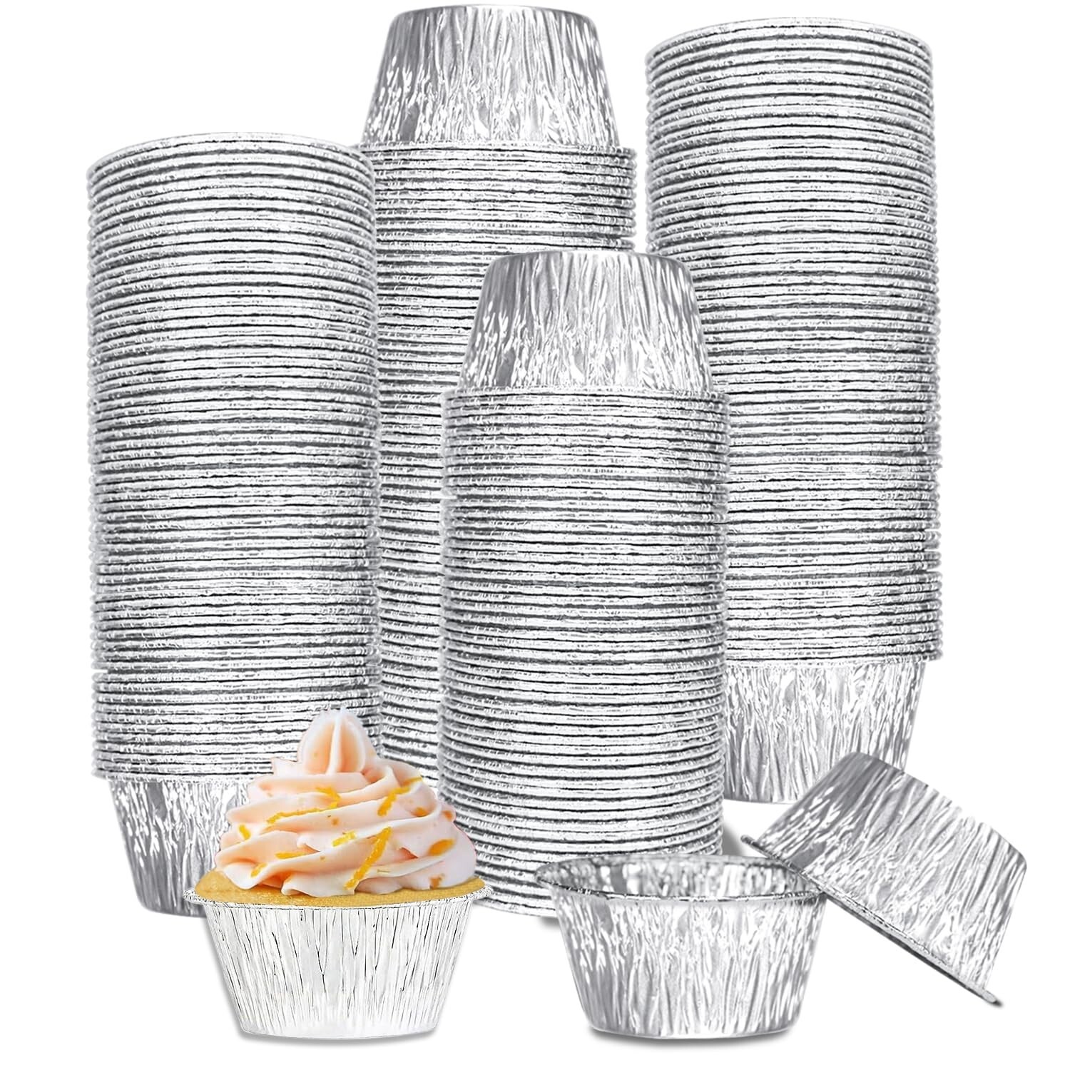 Aluminum Foil Baking Cups, 150 Pack Disposable 3 Oz Ramekins Aluminum Cupcake...