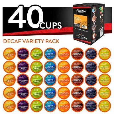 BROOKLYN BEANS ROASTERY Brooklyn Bean Roastery, Various Roasts DECAF Pods,2.0 Keurig,Variety Pack, 40 Ct