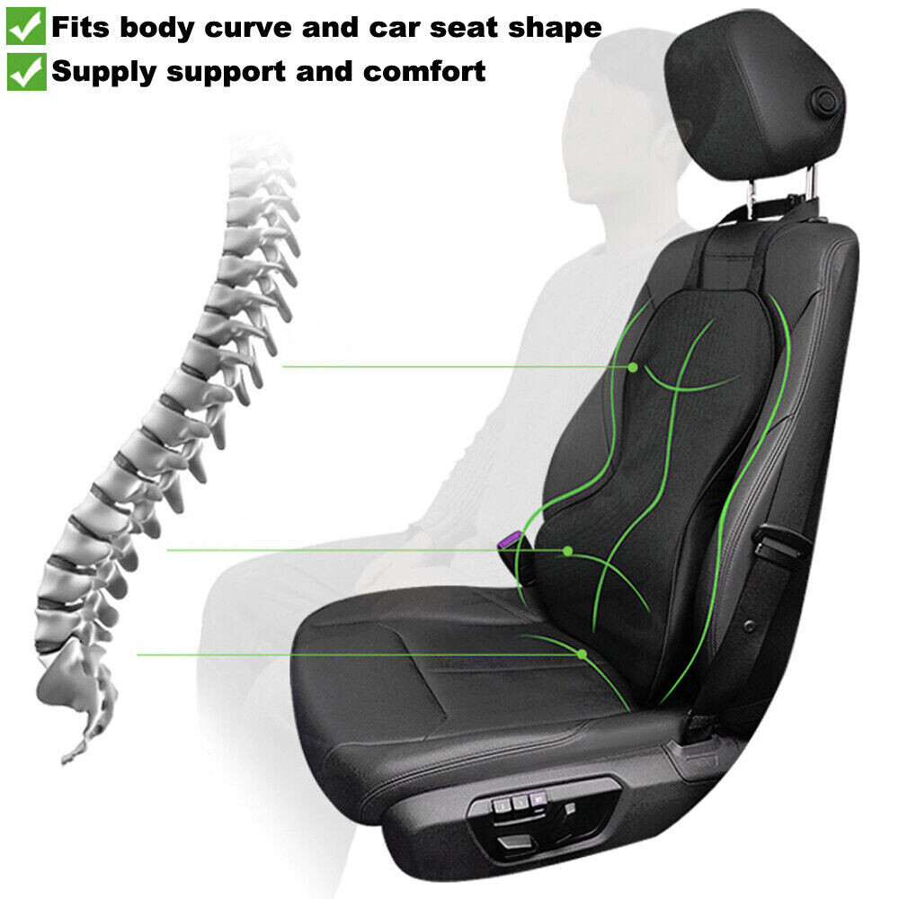 Universal Memory Foam Black Car Seat Lumbar Support Pillow Driving Back