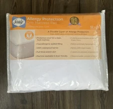 Sealy Allergy Protection Crib Mattress Pad Waterproof White  52" x 28"