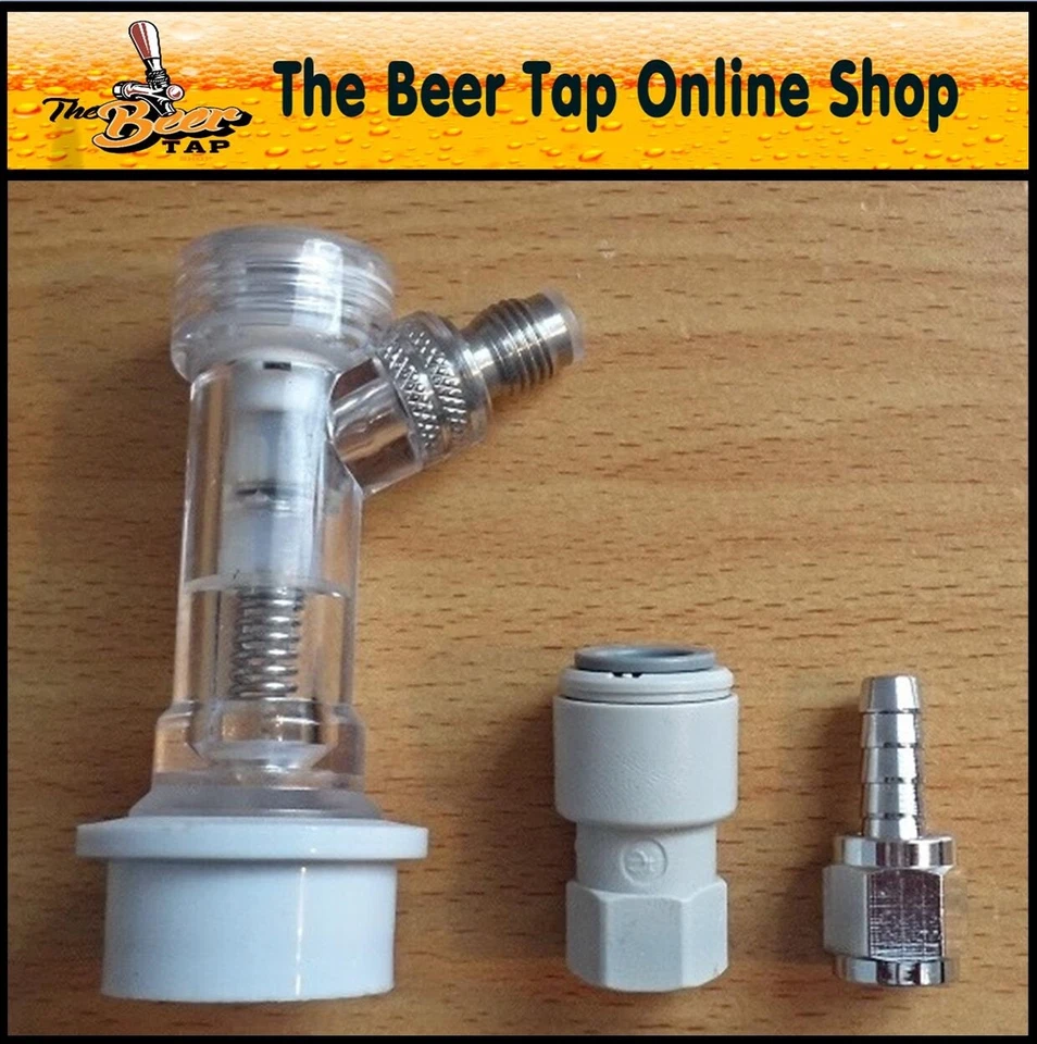 Corny Keg Gas Ball Lock Disconnect - Check Valve - JG 3/8" Push-Fit or 1/4" Barb