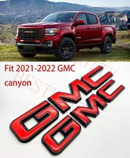 Front & Rear GMC Red Black OVERLAY Emblem Badge Fit 2021-2022 GMC Canyon