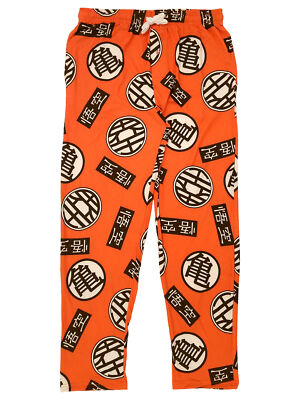 Dragon Ball Z Mens Orange Goku Kanji Print Sleep Pants Pajama