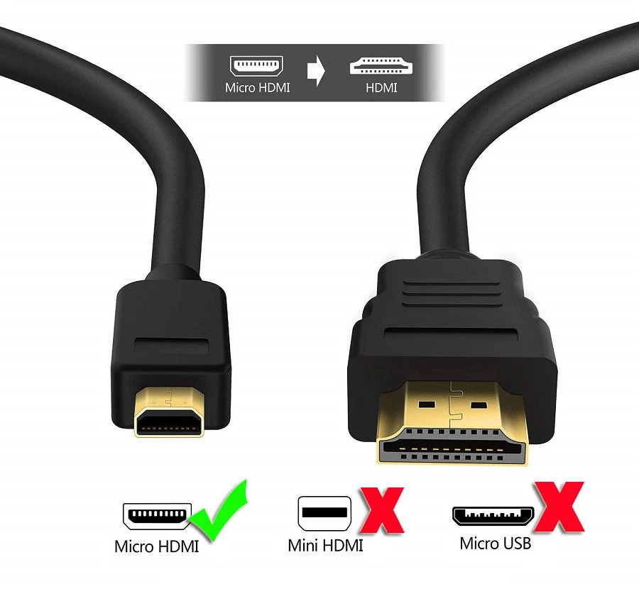 Gold Plated Micro HDMI to HDMI Cable For GoPro Hero 9 8 7 6 5 4 3+ GO PRO HD 4K - Image 3 of 4