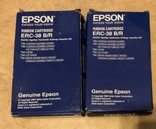 LOT 2 Genuine Epson Black Ribbon Cartridge ERC-38 B/R NEW in box