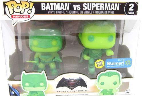 Funko Pop! Heroes Batman vs Superman Glow In The Dark 2 Pack Walmart Exclusive