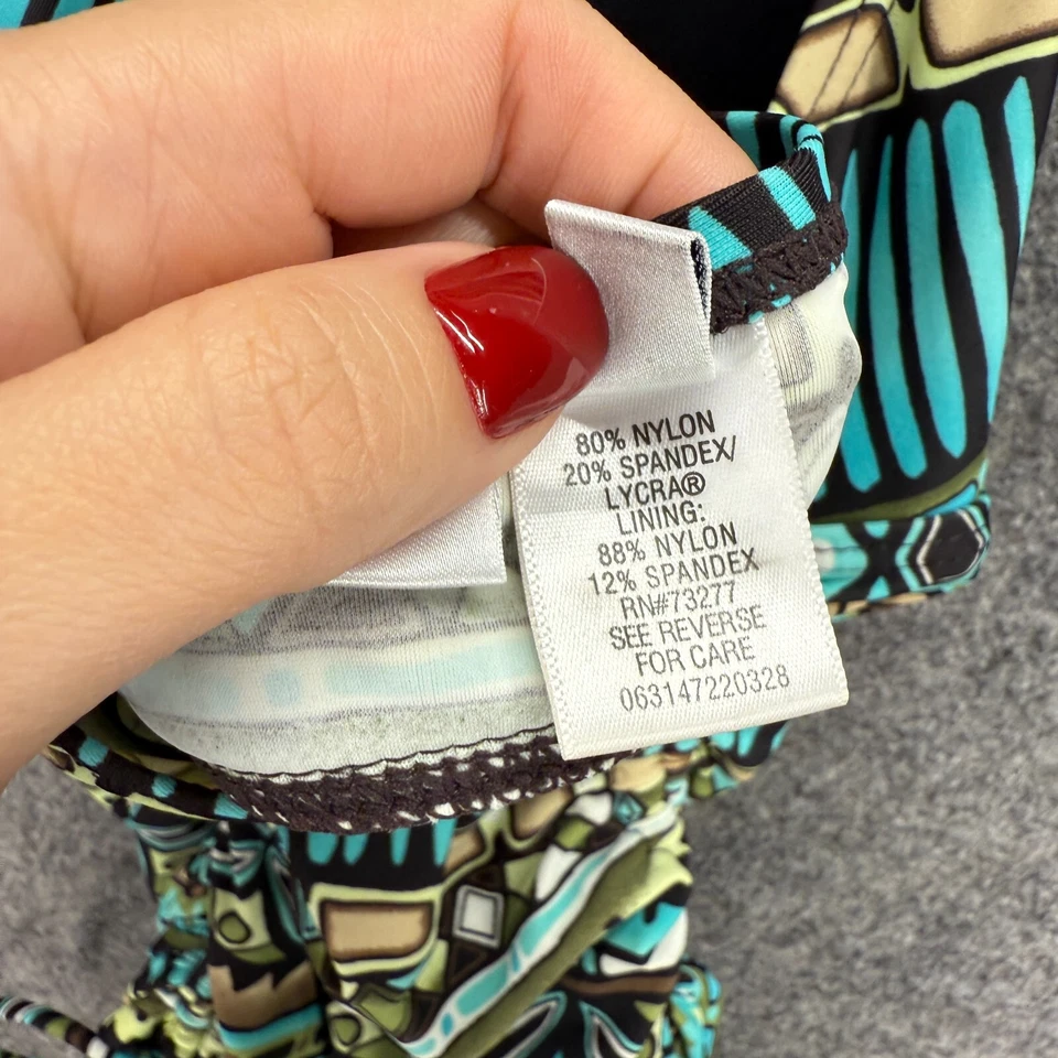 Camiseta Tankini Croft & Barrow Mujer 8 Azul Rayas Sin Mangas Halter Cuello Traje de Baño Foto 4 de 4