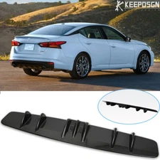For Nissan Altima Rear Lip Bumper Diffuser Shark Fin 7 Wing Spoiler Gloss Black