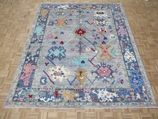 8'7 x 10'4 Hand Knotted Gray Colorful Turkish Oushak Oriental Rug G10964