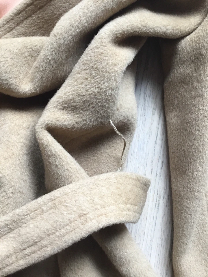 Vintage Tan Camel Hair Tie Belted Waist Long Coat Size SMALL See Pics Beauti G2U - Image 4 of 4