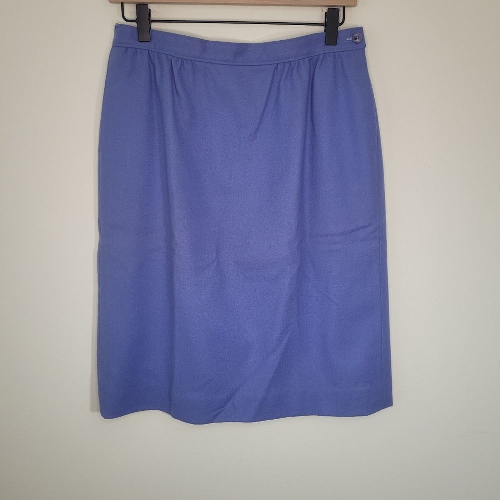 Pendleton Womens Wool Blue Pencil Straight Midi Skirt size 12 Petite Vintage USA