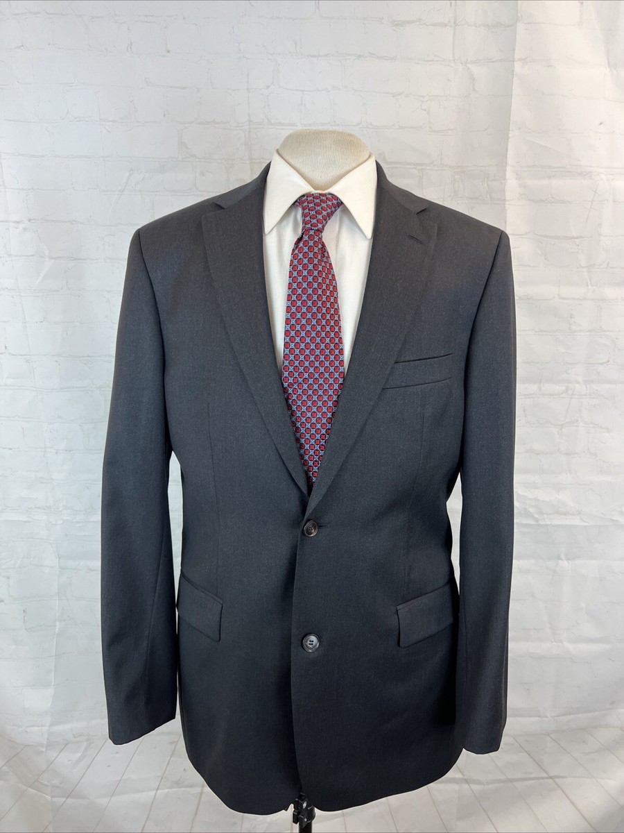 SUPER 100 Hugo Boss Men's Dark Gray Solid Wool Blazer 40L $1,195