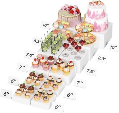 6 PCS Buffet Risers and Stands (6'' 6'' 7'' 7.8'' 8.3'' 10'') Food Risers for Buffet