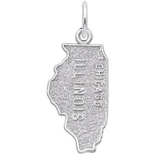 Chicago Illinois Map Charm - Metal - Sterling Silver