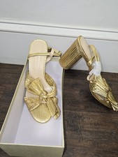Gold High Heel Strap Sandals Glamour Retro Charm. Never Worn. Size 9 Womens