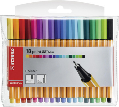 STABILO - Point 88 Mini - Fineliner - Pack of 18 - Assorted Colors