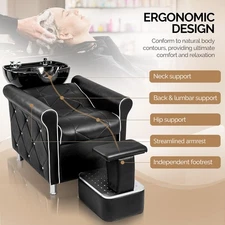 Shampoo Backwash Unit with Large Porcelain Bowl for Barbershop Beauty Massage
