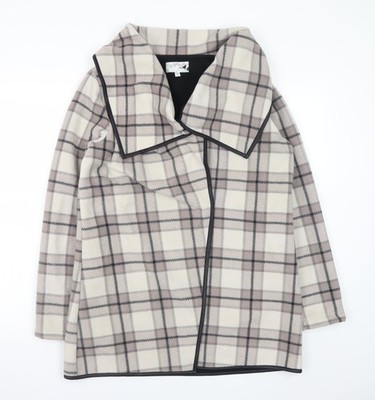 Effeti Modo Damen Mantel beige kariert mittellang Größe L