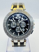 Amazing VERSACE Chronograph Date Indicator Black Dial Quartz Men's Wrist Watch