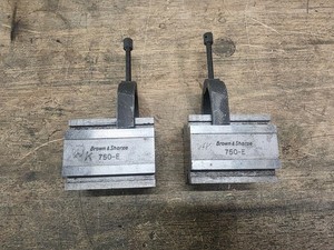 2 Brown & Sharpe 750-E V-Blocks And Clamps
