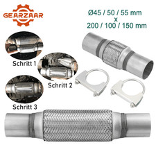 Auto Edelstahl Flexrohr Auspuffrohr Flexstück Ø45/50/55mm x 200/100/150mm