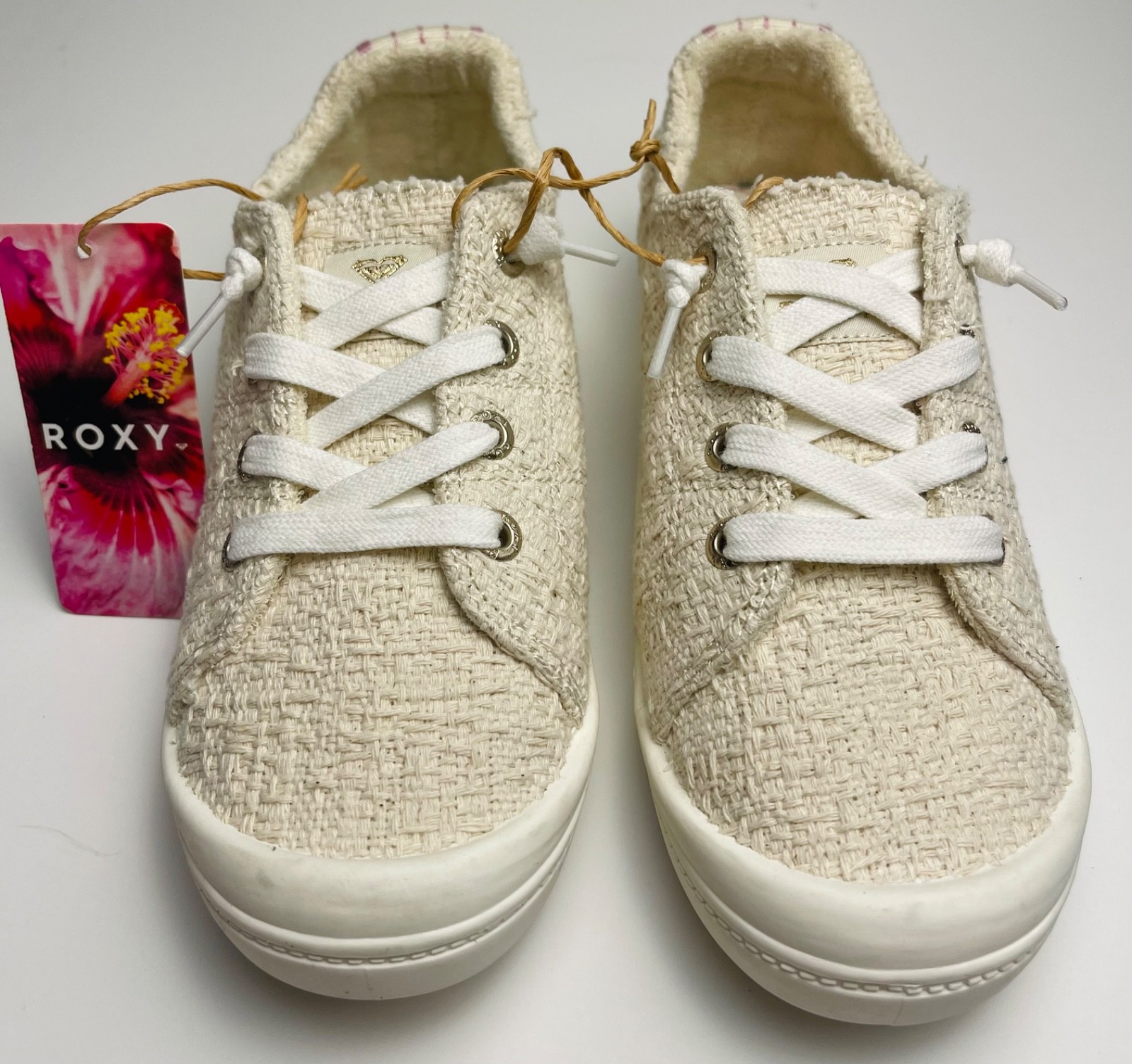 Women’s ROXY Bayshore Plus Lace-Up Sneaker shoe 6 8 solid natural beige $50