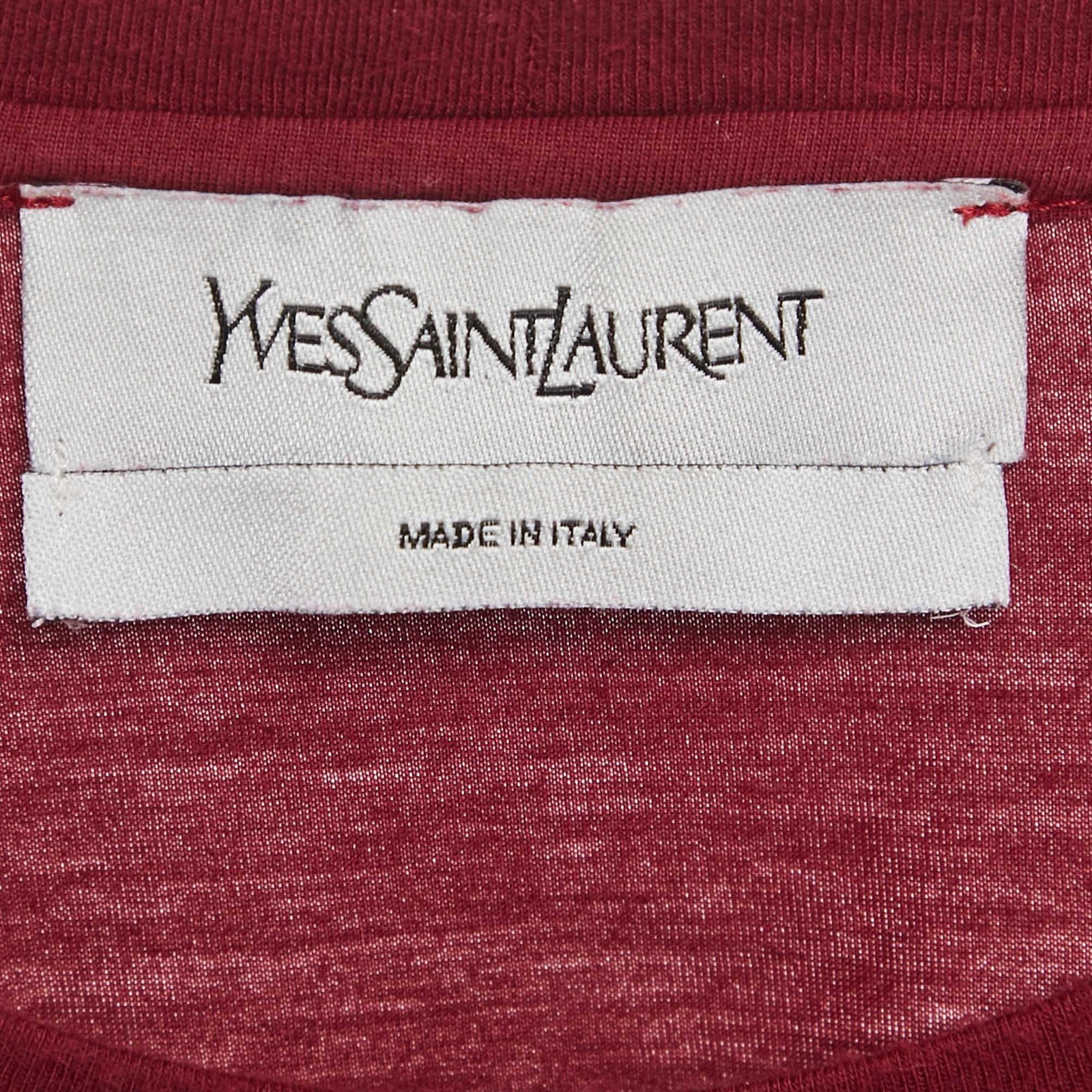 T shirt girocollo Yves Saint Laurent vintage in cotone stampato rosso S