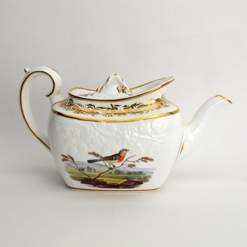 Juego de té floral en relieve 3542 de Spode Bird tetera crema soporte de azúcar recipiente de desecho - Imagen 3 de 12