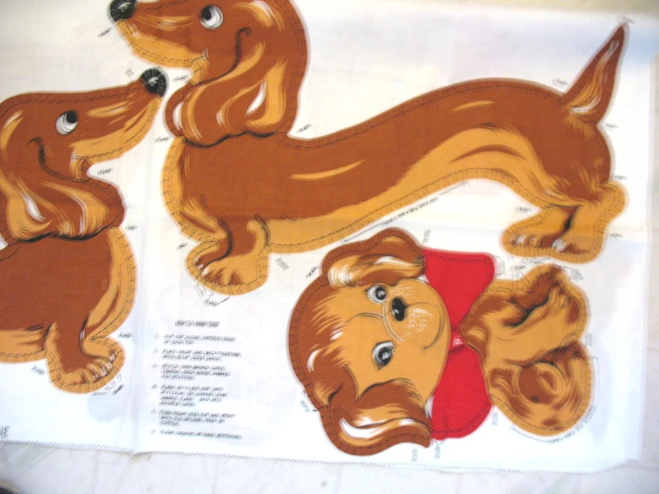 * Dachshand Doxie Weiner Perro PANEL DE TELA cortar y coser 17x37" Almohada Muñeca Aplique Foto 3 de 4