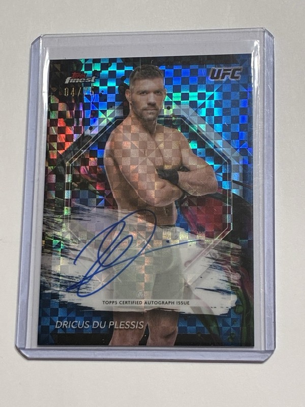 2024 Topps UFC Finest Dricus Du Plessis Auto 4/75 Blue Checkerboard Card #FA-DDP