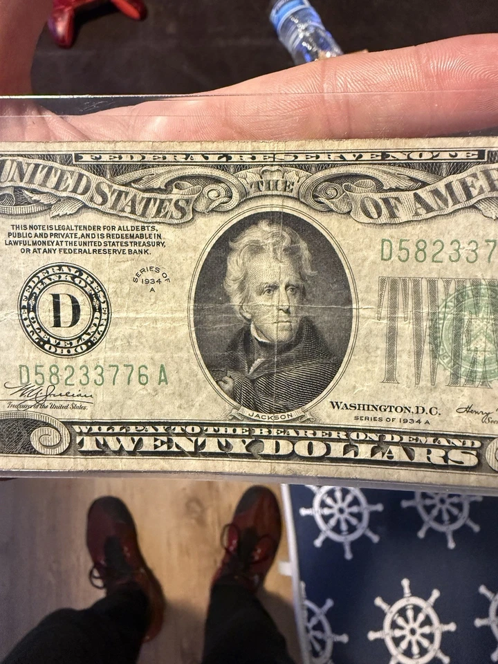 Series Of 1934 A  Washington.D.C. 20 Dollar Note - Image 2 of 4