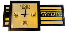 Vintage Yamaha Motorcycle Lighted Dealer Sign Clock Yellow Speed Block Racing