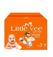 Little Vee Diapers Size 3 104ct, 19-30 lbs 