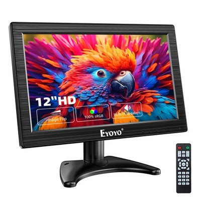 Eyoyo 12'' TFT LCD Monitor with AV BNC HDMI VGA Input 1366x768 for PC CCTV Game