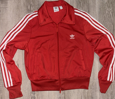 adidas Originals Women s Full-Zip Track Jacket w/ Pockets Red/White Size M