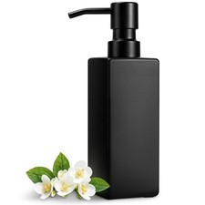 Black Bathroom Glass Soap Dispenser with Stainless Steel Pump Hand Soap