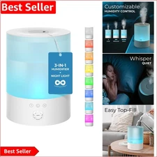 2.5L Top Fill Ultrasonic Humidifier - Quiet, Leakproof & Aromatherapy Diffuser