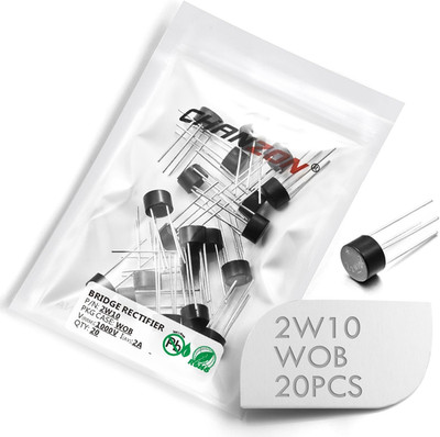 (Pack of 20 Pieces)  2W10 Bridge Rectifier Diode 2A 1000V WOB Single Phase, Full