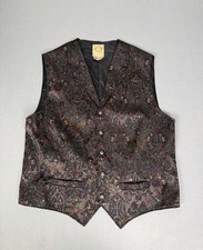 Vintage Wah Maker Vest Mens L Tall Vest Frontier Floral Paisley Western USA