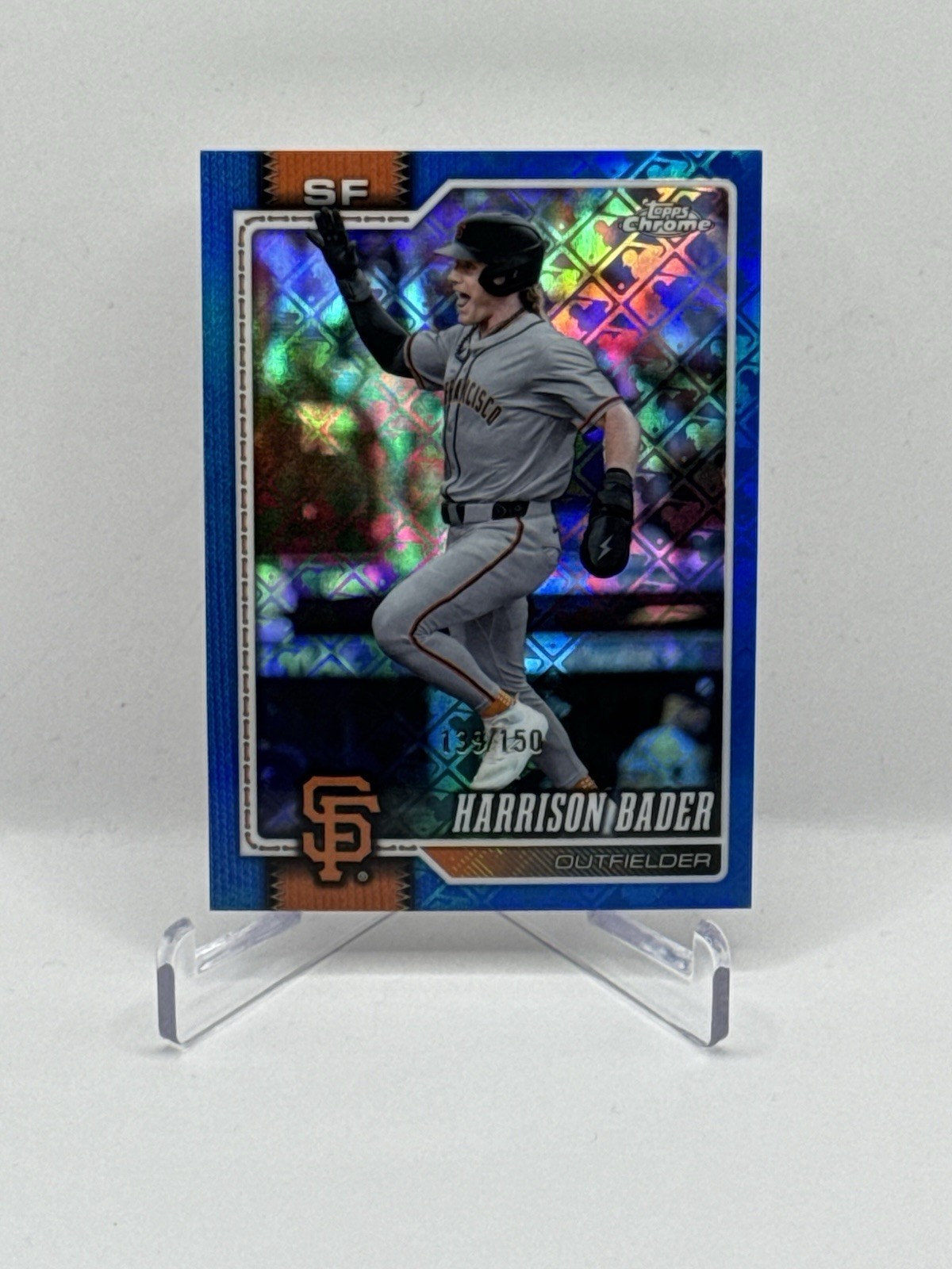 2026 Topps Chrome Harrison Bader Logofractor Blue Refractor 139/150 #219 -Giants