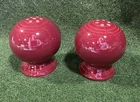 Fiesta Vintage Ball Salt Pepper Shaker Set Scarlet Red Pottery Dinnerware